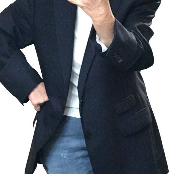 Emilio Guido Navy Paisley Wool Blazer: Vintage 90s Lightweight Sport Coat, 42 - Picture 5 of 9